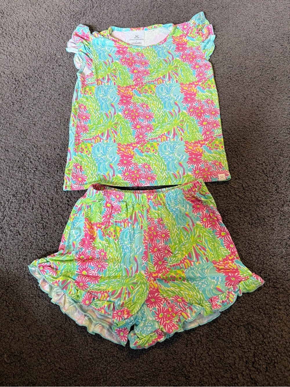 Little Snuggles Bamboo LP print shorts pajamas set size 8